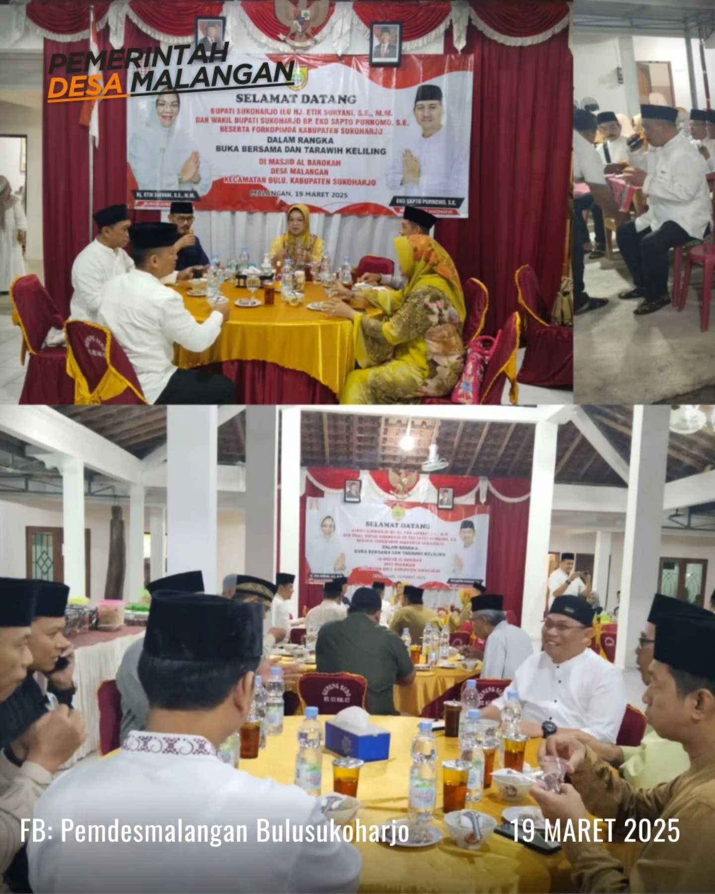 Tarawih Keliling (Tarling) bulan Ramadhan 1446 H Bupati Sukoharjo beserta Forkopimda di Desa Malangan Kecamatan Bulu